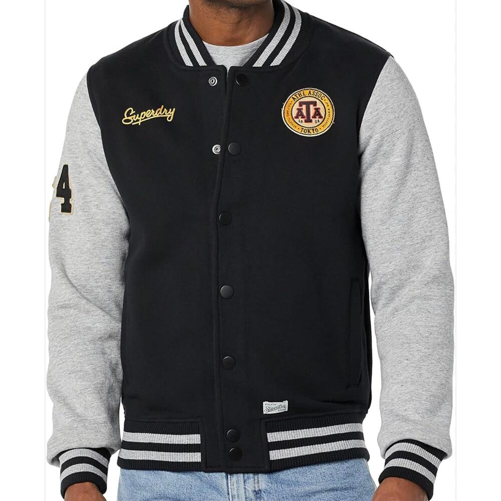 Superdry Vintage Letterman Bomber Jacket 2XL Mens Collegiate Varsity Sporty Snap